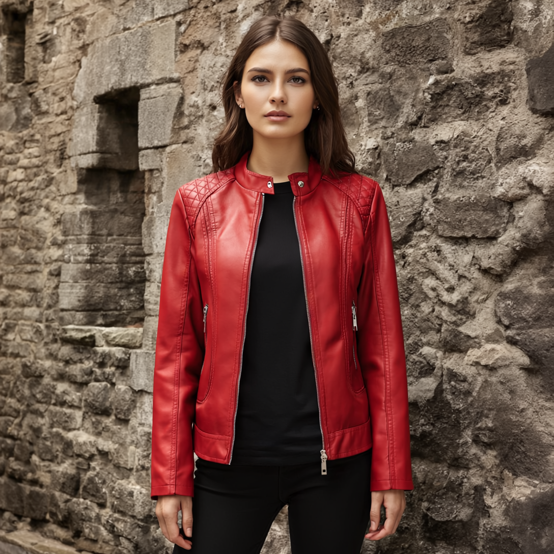 Women’s Red Leather Jacket – Bold Autumn Fashion 2025